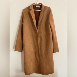 zara brown collared long coat